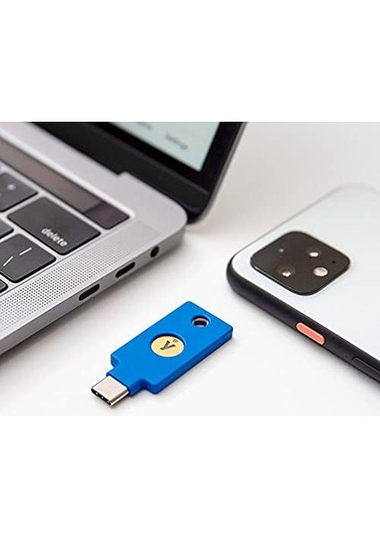 Y-400 Security Key C Nfc - USB ve Nfc Güvenlik Anahtarı, Iki Faktörlü Kimlik Doğrulama, Usb-C Bağlantıları Için Uygundur ve Desteklenen Nfc Mobil Cihazlarla Çalışır, Mavi