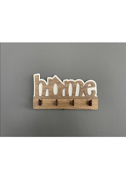 Home Ahşap Duvar Dekoru Anahtar Askısı Dekoratif Anahtar Askılığı Hediyelik (17X9CM) (Kahverengi)