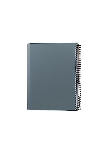 Capricorn Ofis Serisi, A4, 6 Konulu (3 Kareli, 3 Çizgili) 180 Yaprak Pp Kapaklı Spiralli Defter, Gri