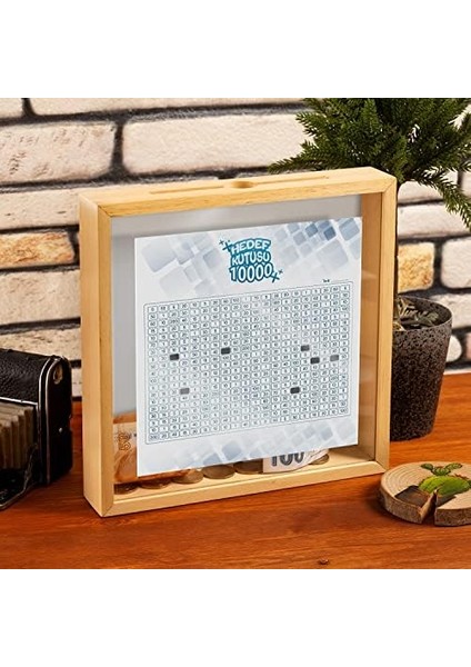 Amaçlı Parabox Ahşap Hedef Kutusu - Akrilik Ön Yüzey, Kolay Para Çıkarma, 3 Hedef Stickerlı, Duvara Asılabilir ve Masaüstü Kullanım