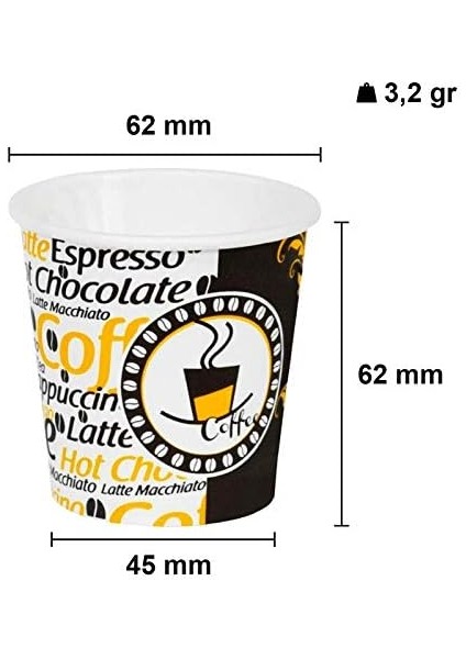 Cup 4 Oz 100 ml Karton Bardak Espresso Türk Kahvesi 300 Adet