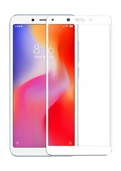 Xiaomi Redmi 6 Pro Uyumlu Full Kaplayan Temperli 5d Ekran Koruyucu Cam (Beyaz)