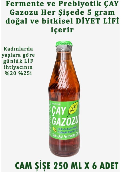 Çay Gazozu - Cam Şişe 250 ml x 6 Adet