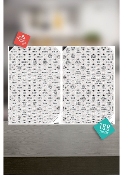 Luxury Beyaz 168 Adet Baharat Bakliyat Kuruyemiş Sticker Kavanoz Etiketi. 1 Adet fiyatları