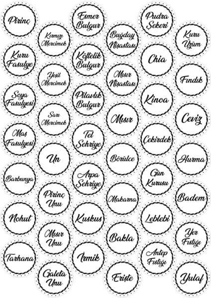 Luxury Şeffaf 107 Adet Baharat Bakliyat Kuruyemiş Kavanoz Sticker Etiket 1 Adet