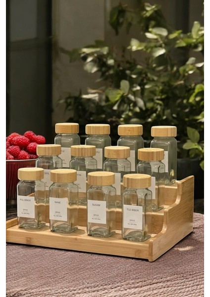 Luxury Bambu Baharatlık Standı 30CM Genişlikte Bambu Stand 1 Adet