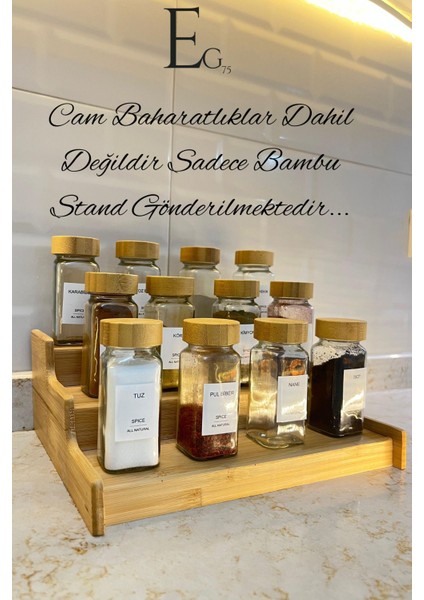 Luxury Bambu Baharatlık Standı 30CM Genişlikte Bambu Stand 1 Adet