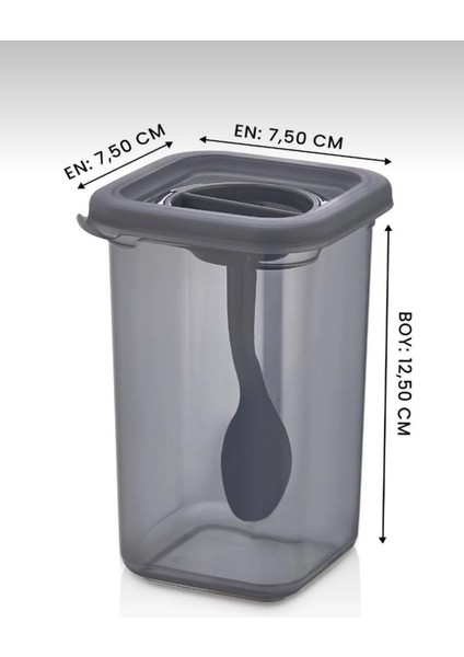 Luxury Baharatlık 12 Li Set Kaşıklı Baharat Saklama Kutusu Etiket Hediyeli 450 ml 1 Adet