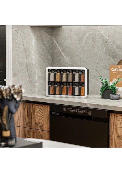Luxury Standlı 12LI Kendinden Yapışkanlı Kaşıklı Etiketli Kapaklı Baharatlık Takımı 1 Adet indirimleri