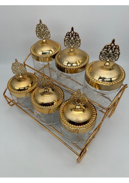 Luxury Nzm Art Altın Varaklı 6 Lı Baharatlık 1 Adet