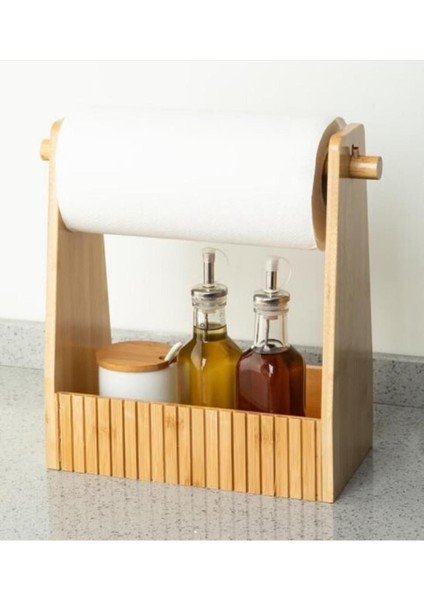 Luxury Bambu Kağıt Havluluk Peçetelik Baharatlık Standı Organizer Yağlık Sirkelik Sunumluk 1 Adet