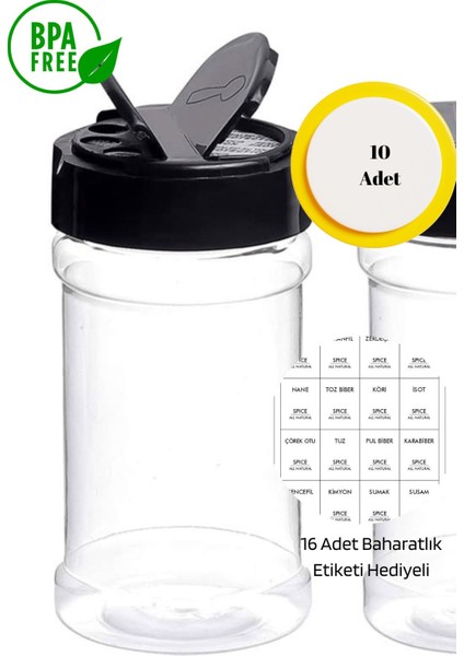 Luxury 8'lu 200ML. Özel Etiketli ve Çift Kapaklı Baharatlık Seti (16 Adet Baharatlık Etiketi Hediyeli) 1 Adet