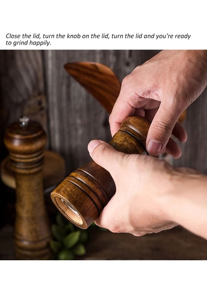 Luxury Ahşap Baharat Tuz Öğütücü Değirmen Tuzluk Baharatlık 14 cm ve 21 cm 2'li Set Kahverengi 1 Adet indirimleri