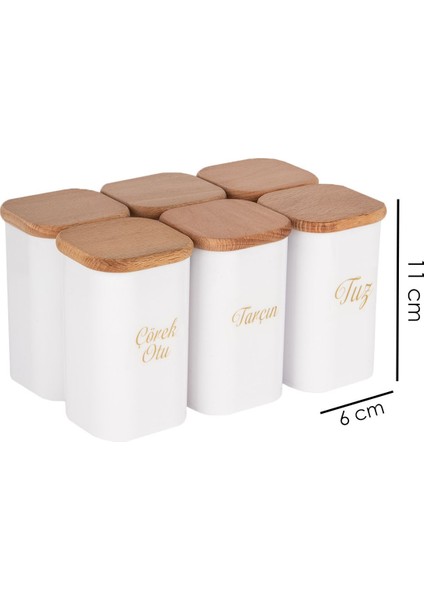 Luxury 6'lı 250 ml Vakumlu Bambu Ahşap Kapaklı Porselen Görünümlü Akrilik Baharatlık Etiket Hediyeli 1 Adet fiyatları