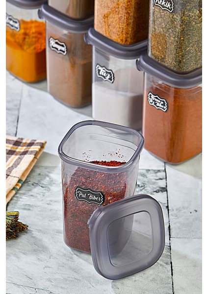 Luxury 12'li Etiketli ve Sızdırmaz Kapaklı Baharatlık Seti - 450ML - 25 Adet Etiket 1 Adet