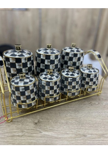 Luxury Leo Parlak 7 Parça Standlı Baharat Seti 1 Adet
