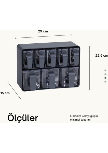 Luxury 8'li Standlı Kendinden Kaşıklı Baharatlık Mutfak Seti - Duvar Askılı Kaşıklı Baharatlık Takımı 1 Adet