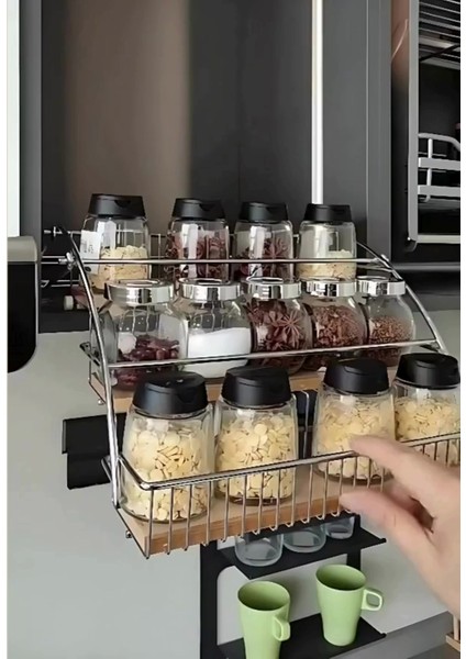 Luxury Dolap Içi Hareketli Baharatlık Düzenleyici - Metal Baharatlık Standı - Standlı Baharatlık Organizer 1 Adet fiyatları
