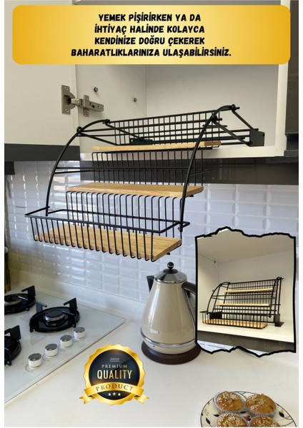 Luxury Dolap Içi Hareketli Baharatlık Düzenleyici - Metal Baharatlık Standı - Standlı Baharatlık Organizer 1 Adet modelleri