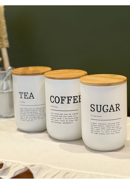 Luxury 3lü Bambu Kapaklı Modern Çay/kahve/şeker Kavanozu 1 Adet