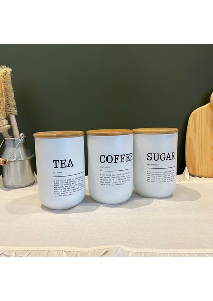 Luxury 3lü Bambu Kapaklı Modern Çay/kahve/şeker Kavanozu 1 Adet fiyatları