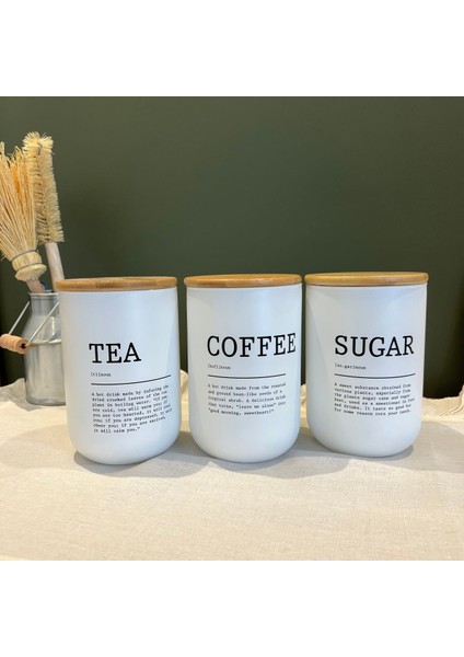 Luxury 3lü Bambu Kapaklı Modern Çay/kahve/şeker Kavanozu 1 Adet modelleri