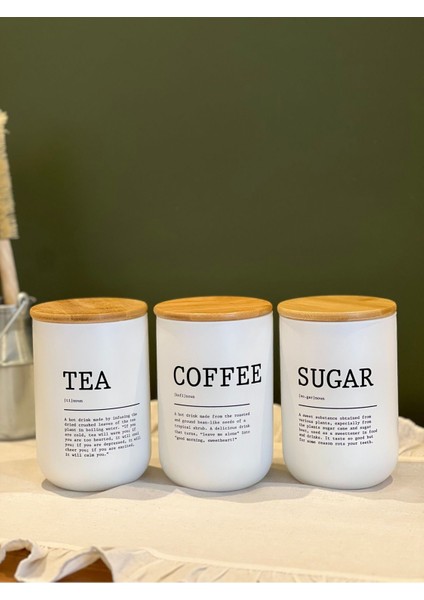 Luxury 3lü Bambu Kapaklı Modern Çay/kahve/şeker Kavanozu 1 Adet indirimleri