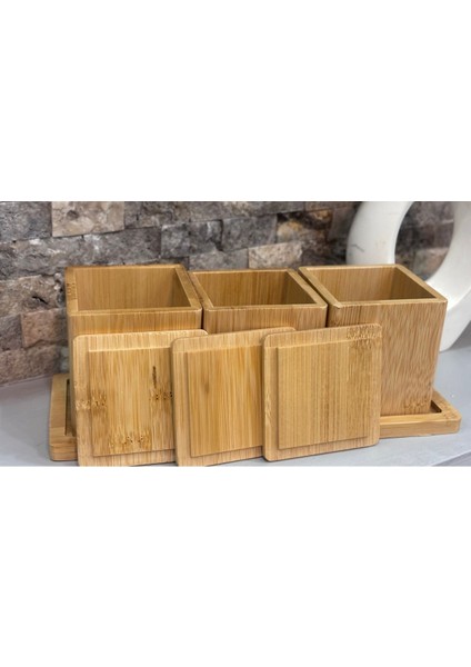 Luxury Arin Homteksden 3lü Çok Amaçlı Bambu Altlıklı Ölçüler: Kutular 7/7cm Derinlik 7 cm Altlık :24 cm 1 Adet indirimleri