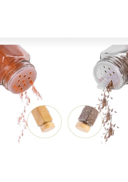 Luxury 12 Li Baharat Kavanozu Köşeli Serpme Başlıklı Baharatlık Bambu Kapaklı 120 ml 1 Adet fiyatları