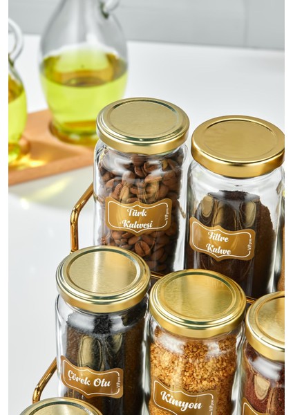 Luxury Basamaklı Metal Standlı 15LI Baharat Takımı , Basamaklı 15 Kavanozlu Baharat Seti 1 Adet