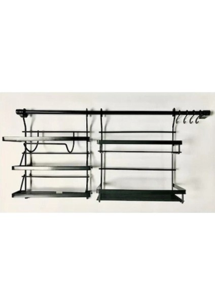 Luxury Mutfak Aksesuarı Folyoluk ve Baharatlık Siyah Set 2 Adet 50 cm Boru ile Birlikte 1 Adet