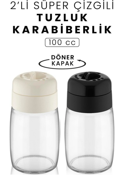 Luxury Mithra Life 2 Adet 100 ml Döner Kapaklı Cam Baharatlık Tuzluk Takımı MIT1090 1 Adet