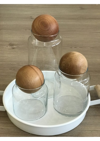 Luxury 3'lü Top Kapaklı Cam Kavanoz Seti 1 Adet