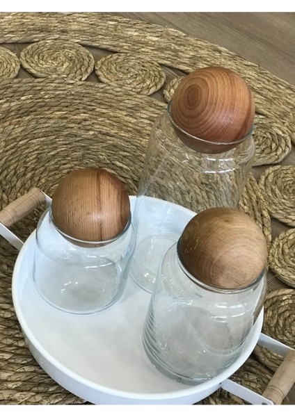 Luxury 3'lü Top Kapaklı Cam Kavanoz Seti 1 Adet