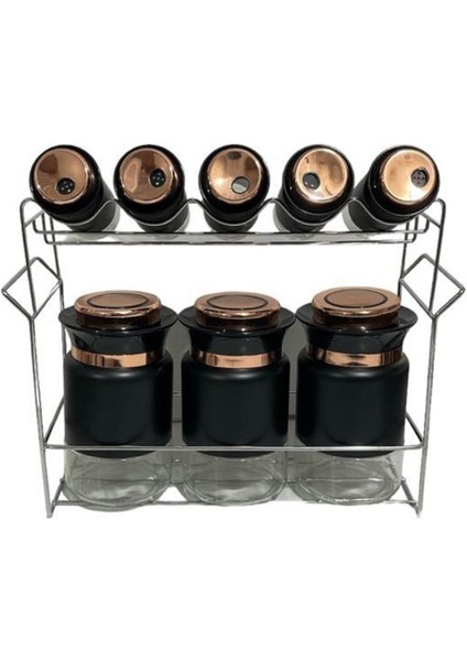 Luxury Dritto Standlı 8'li Cam Baharat Takımı TR-3757 1 Adet