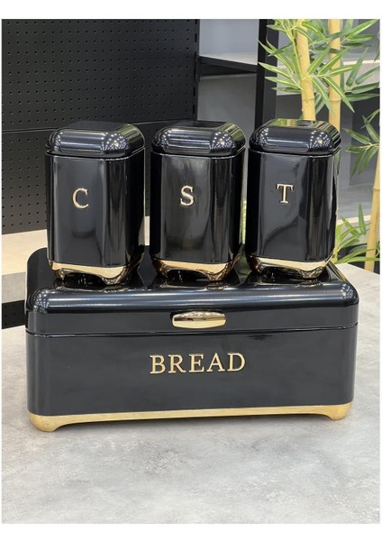 Ester Ekmeklik & Baharatlık Takımı Metal Siyah 1 Adet