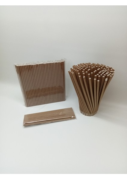 6X197 mm Kahverengi Kağıt Pipet 200 Adet