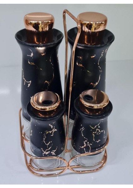 Luxury Kıtchen Standlı 4'lü Yağlık/sirkelik Seti Siyah/rose ART-425 1 Adet