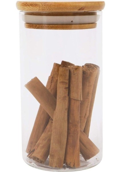 Luxury Bambu Kapaklı Vakumlu Lüx Borosilikat Cam Kavanoz Baharatlık Saklama Kabı 6 Adet (10.5 Cm*6 Cm) 1 Adet modelleri