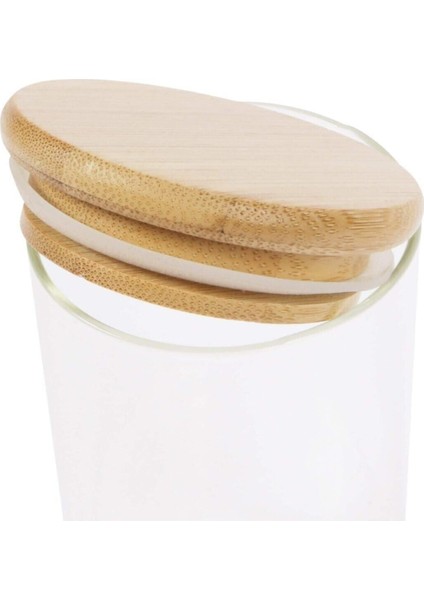 Luxury Bambu Kapaklı Vakumlu Lüx Borosilikat Cam Kavanoz Baharatlık Saklama Kabı 6 Adet (10.5 Cm*6 Cm) 1 Adet indirimleri