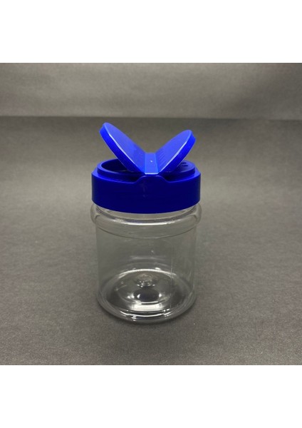 Luxury 200 cc Plastik Baharatlık Kavanoz - 200 ml Baharat Kavanozu - Mavi Açılır Kapanır Kapaklı 6 Adet 1 Adet