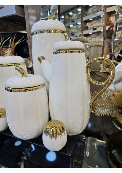 Luxury 10 Parça Gold Yaldızlı Şık Beyaz Porselen Baharatlık 1 Adet modelleri