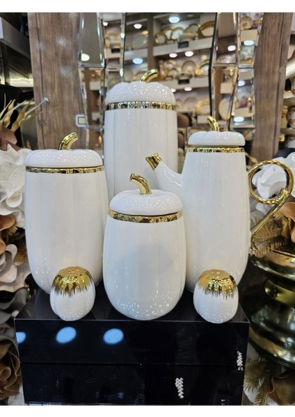 Luxury 10 Parça Gold Yaldızlı Şık Beyaz Porselen Baharatlık 1 Adet fırsatları