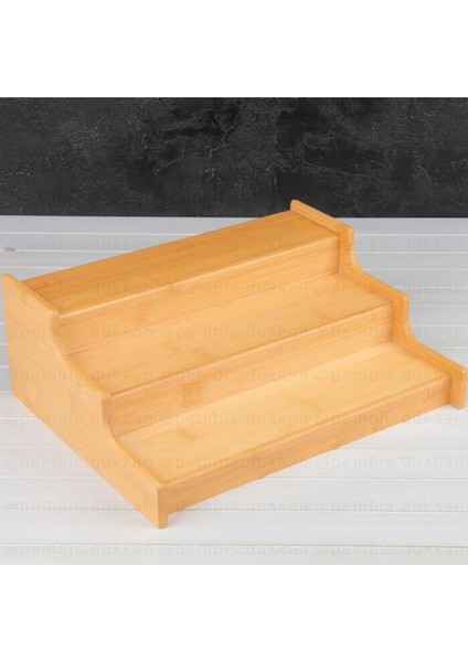 Luxury 3 Katlı Bambu Baharat Standı & Bambu Baharatlık Rafı 1 Adet