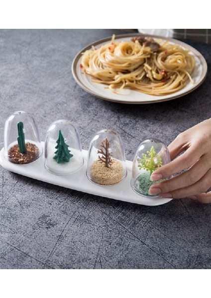 Luxury Dört Mevsim Baharat Takımı Baharat Seti Dekoratif Baharatlık Hediyelik Baharat Takımı 4 Lü 1 Adet