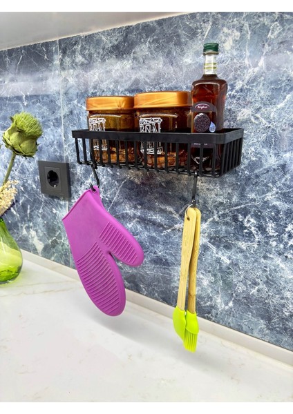Luxury Kancalı Kaliteli Yapışkanlı Plastik Mutfak Rafı, Mutfak Düzenleyici Organizer Raf 1 Adet