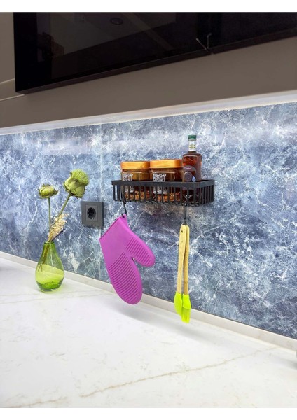 Luxury Kancalı Kaliteli Yapışkanlı Plastik Mutfak Rafı, Mutfak Düzenleyici Organizer Raf 1 Adet