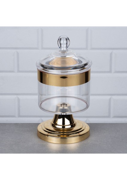 Luxury 2'li Akrilik Gold Ayaklı Drajelik Büyük 25X13 cm Kapaklı 1 Adet