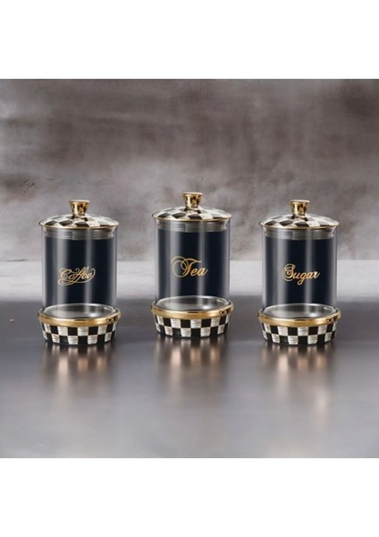 Luxury Eliza Dama Desenli 3'lü Cam Baharat Takımı 1 Adet modelleri