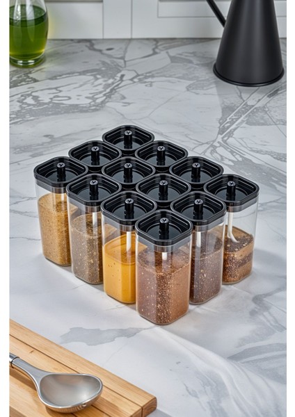 Luxury Pratik Baharatlık Seti, Kaşıklı Kristal Şeffaf Baharatlık Takımı, 250ML Hacim, 3 Adet 1 Adet